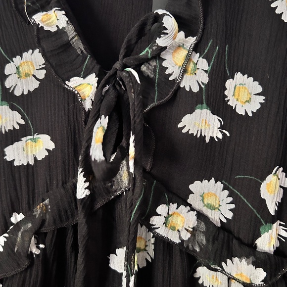 The Kooples NWT 100% Silk Black Daisy Long Sleeve Dress | FR 0 = US 2 - Picture 4 of 13